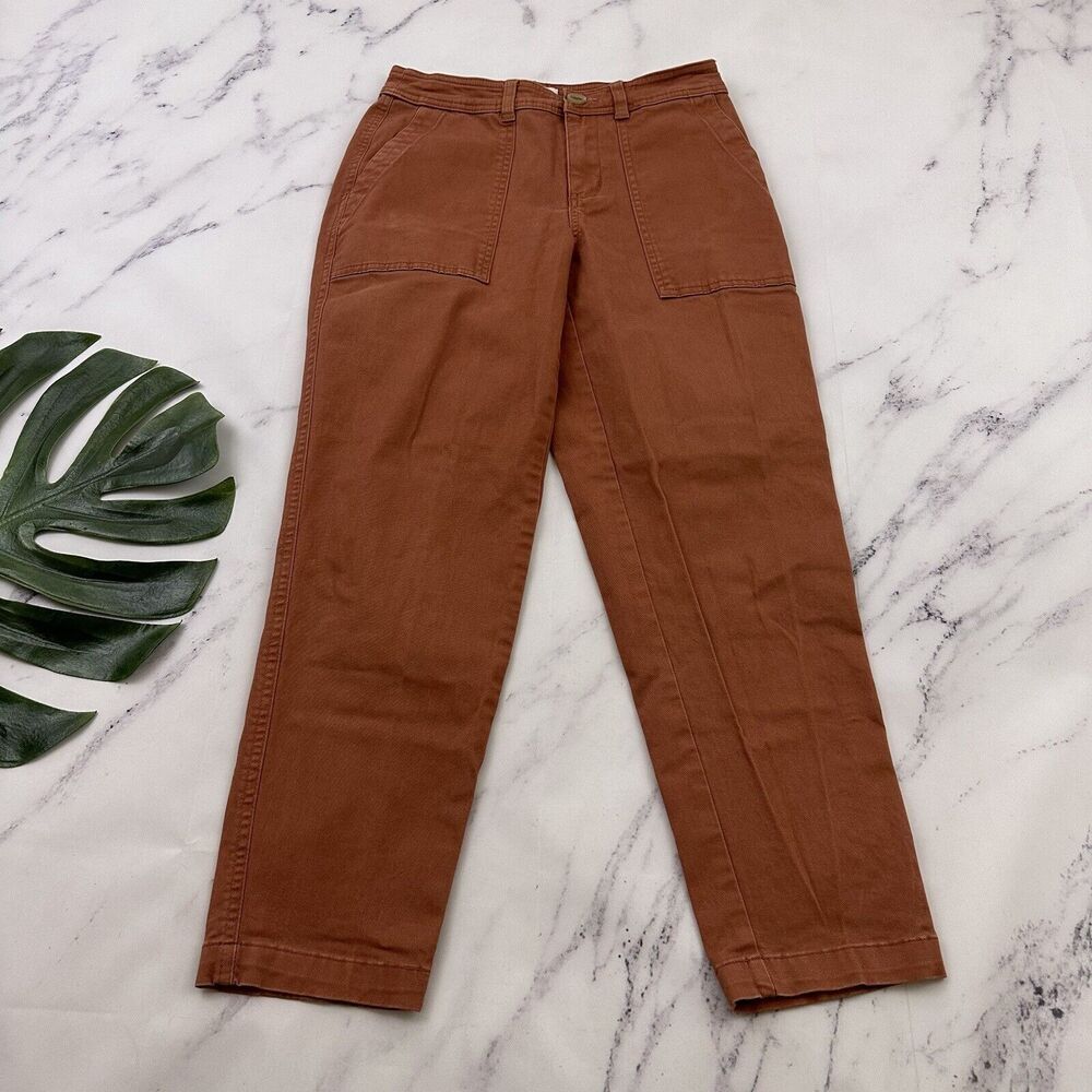 A New Day Womens Tapered Leg Chino Pant Size 2 Terra Cotta Brown Stretch Ankle